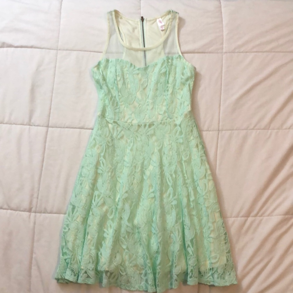 Teal lace dress